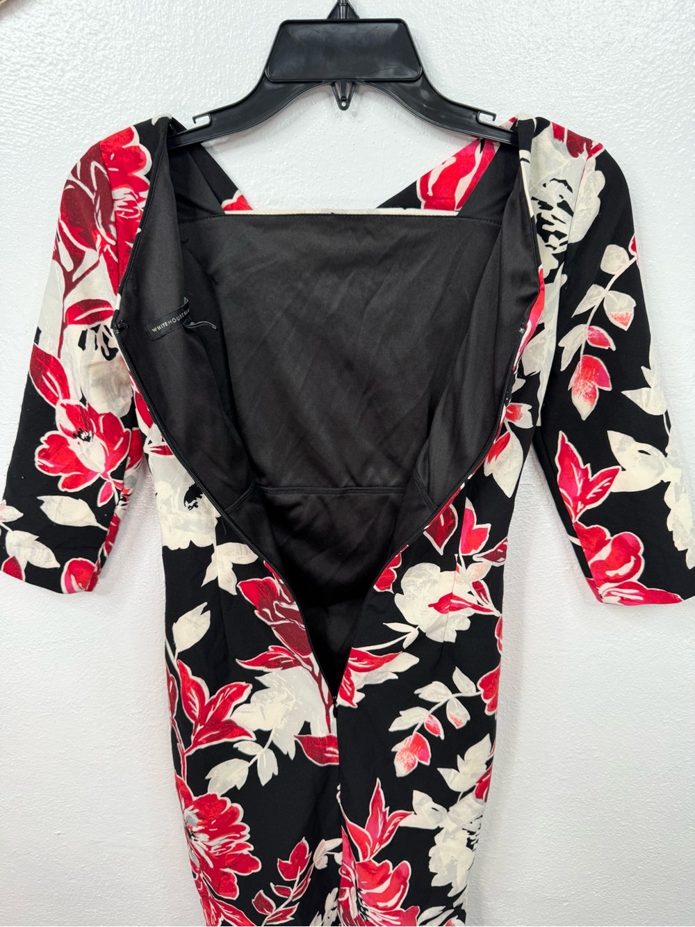White House Black Market Black Red Cream Floral Sheath Dress - Picture 8 of 11